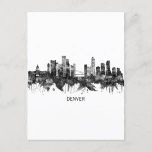 Denver Colorado Skyline BW Feiertagspostkarte