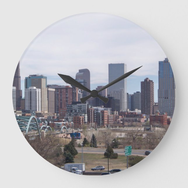 Denver, Colorado Skyline Clock Große Wanduhr (Vorderseite)