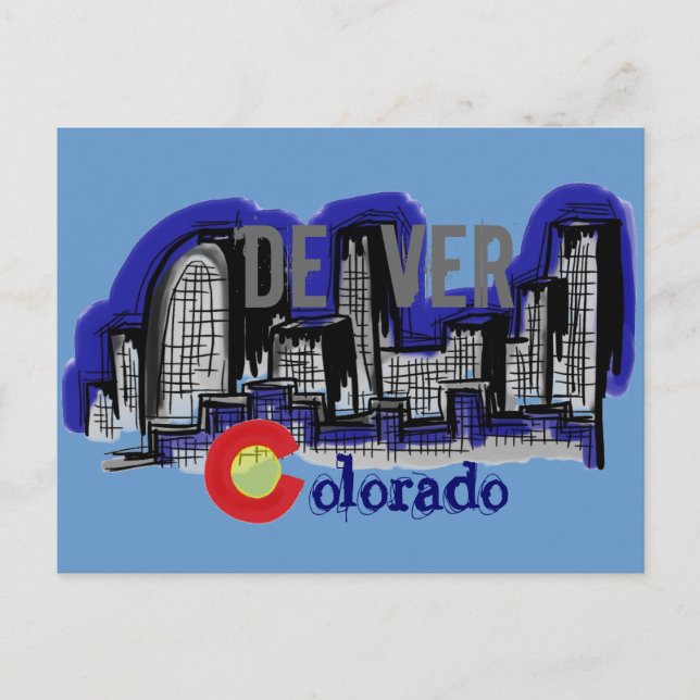 Denver Colorado Skyline Postkarte (Vorderseite)