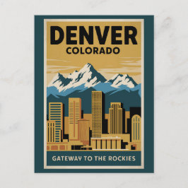Denver Colorado Skyline Reisen Vintag Postkarte