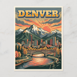 Denver Colorado Skyline Vintage Reise Postkarte