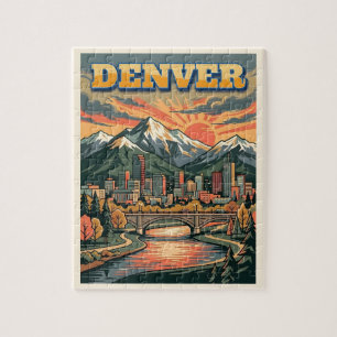 Denver Colorado Skyline Vintage Reise Puzzle