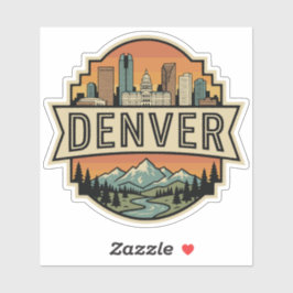 Denver Colorado Skyline Vintage Travel Badge  Aufkleber