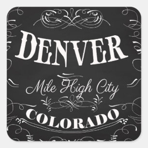 Denver, Colorado - Stadt in einer Meile Höhe Quadratischer Aufkleber