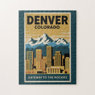 Denver Colorado Stadtansicht Reise Kunst Vintage Puzzle
