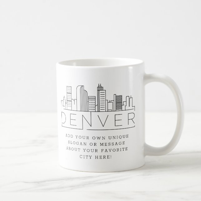 Denver, Colorado Stylisierte Skyline| Benutzerdefi Kaffeetasse (Rechts)