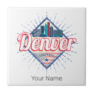 Denver Colorado United Staaten Skyline Vintag USA Fliese