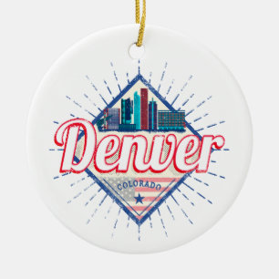 Denver Colorado United Staaten Skyline Vintag USA Keramik Ornament