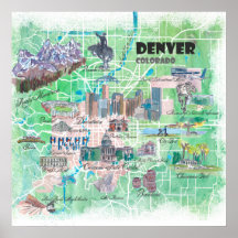 Denver Colorado USA Illustriert Karte mit Main Roa