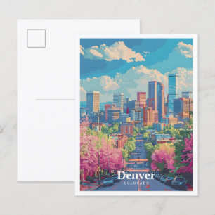 Denver Colorado USA Kunst Vintage Reise Postkarte
