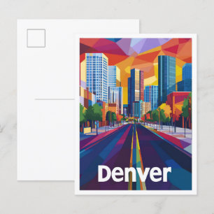 Denver Colorado USA Vintage Travel Illustration Postkarte