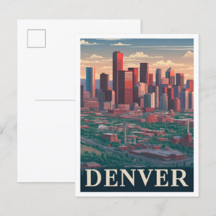 Denver Colorado USA Vintage Travel Illustration Postkarte