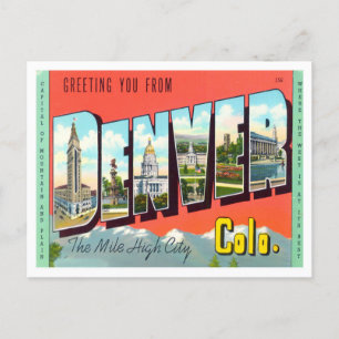 Denver, Colorado Vintag Big Letters Postcard Postkarte