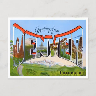 Denver, Colorado Vintag Big Letters Postcard Postkarte