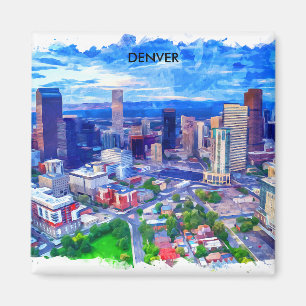 Denver Colorado Vintag Retro Reisen Wasserfarbe Magnet