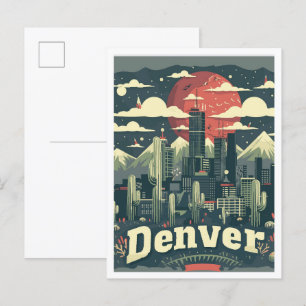 Denver Colorado Vintage Reise Illustration Postkarte