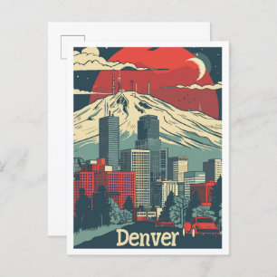 Denver Colorado Vintage Reise Illustration Postkarte