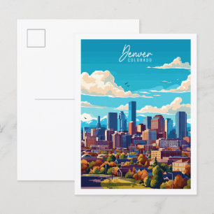 Denver Colorado Vintage-Reiseort-Illustration Postkarte