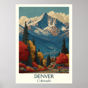 Denver Colorado Vintage Stadt & Gebirge Kunst, Dic Poster