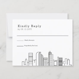 Denver, Colorado Wedding | Stilisierte Skyline-UAW RSVP Karte