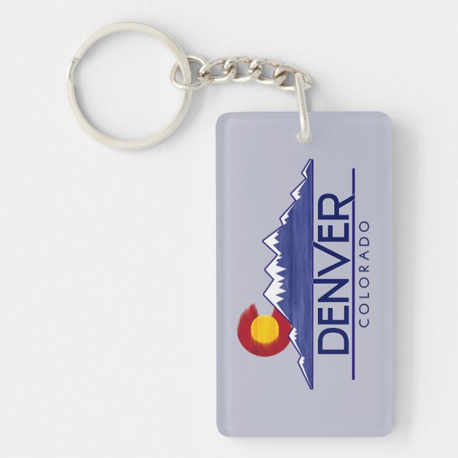 Denver Colorado wood mountains keychain Schlüsselanhänger (Vorderseite)