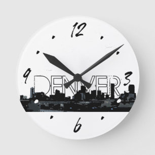 Denver dekorative Wanduhr Schwarz-weißen Skyline