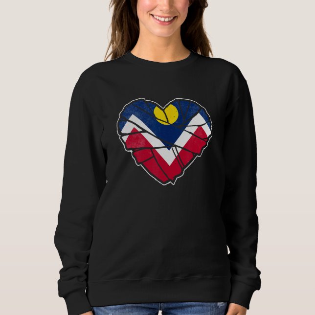 Denver Flag Heart Shape Colorado Fan Love Sweatshirt (Vorderseite)