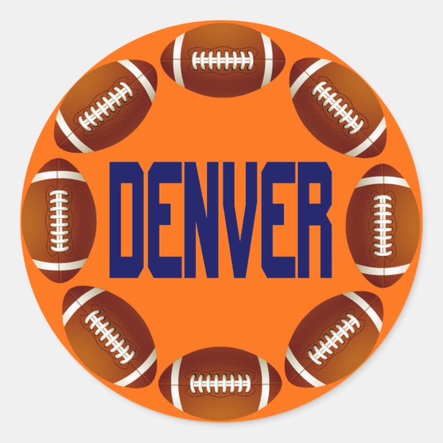DENVER FOOTBALL CIRCLE RUNDER AUFKLEBER (Vorderseite)
