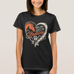 Denver Football Mädchen Herz Cute Pferdeliebhaberi T-Shirt