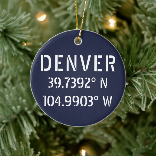 Denver Latitude Longitude Personalisiert Keramik Ornament (Baum)