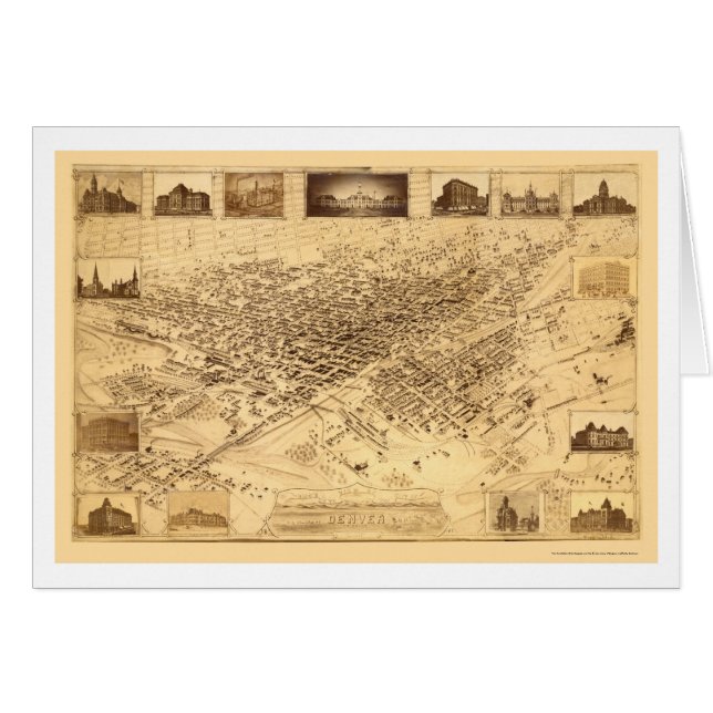 Denver, panoramische Karte Co - 1881 (Vorderseite (Horizontal))