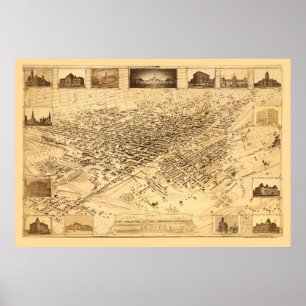 Denver, panoramische Karte Co - 1881 Poster