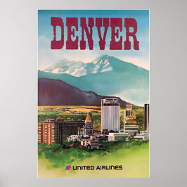 Denver Print Colorado Art United Airlines Travel P Poster