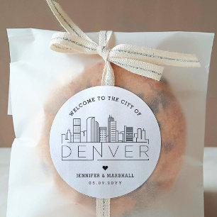 Denver Skyline Begrüßungsnachricht Runder Aufkleber