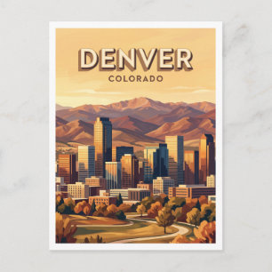 Denver Skyline bei Sonnenuntergang Colorado Postkarte