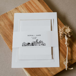Denver Skyline Bly Band, 2"x11,5" Einladungsbanderole