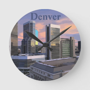 Denver Skyline Runde Wanduhr