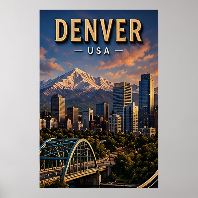 Denver Skyline und Rocky Mountains  Poster (Vorne)