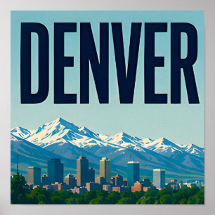Denver Skyline und Rocky Mountains Poster