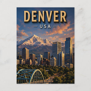 Denver Skyline und Rocky Mountains Postkarte