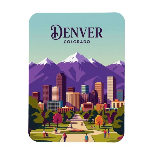 Denver Skyline USA Magnet (Vertikal)