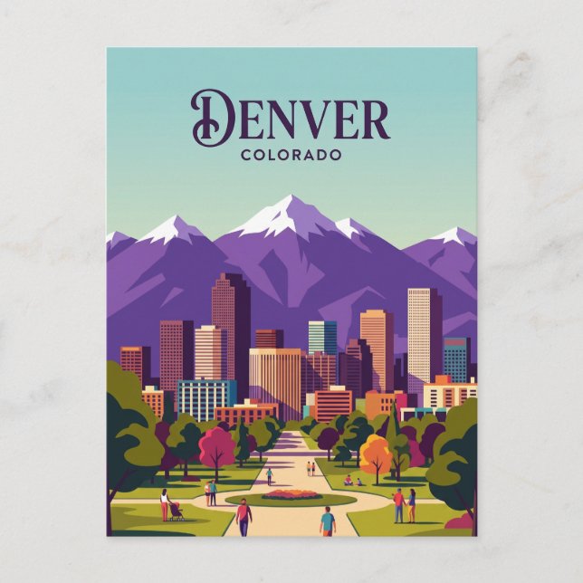 Denver Skyline USA Postkarte (Vorderseite)