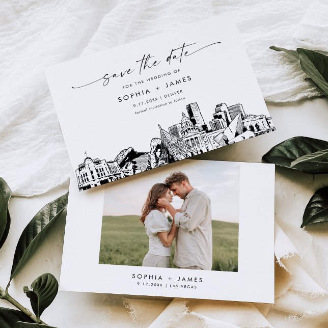 Denver Skyline Wedding Save the Date Card Einladung (Von Creator hochgeladen)