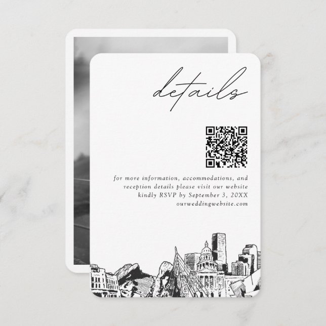 Denver Wedding Modern Details QR Code Begleitkarte (Vorne/Hinten)