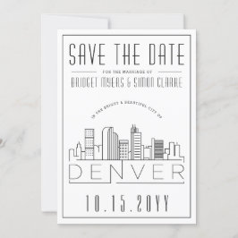 Denver Wedding Stylized Skyline Save the Date Einladung
