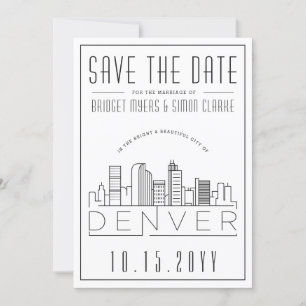 Denver Wedding Stylized Skyline Save the Date Einladung