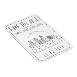 Denver Wedding Stylized Skyline Save the Date Magnet