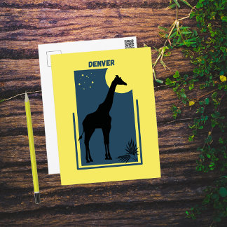 Denver Zoo Colorado Vintage Giraffe Postkarte