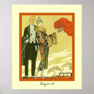 Depart ~ Vintag Art Deco Fashion Illustration ~ Poster