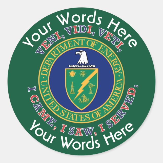 Department of Energy DOE VVV Custom Aufkleber (Vorderseite)